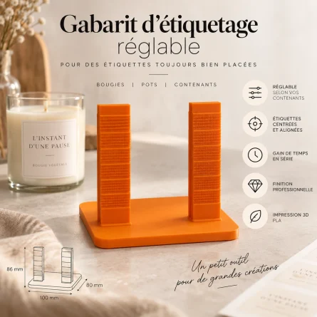 Gabarit d’étiquetage réglable pour bougies – Guide d’alignement pour pots
